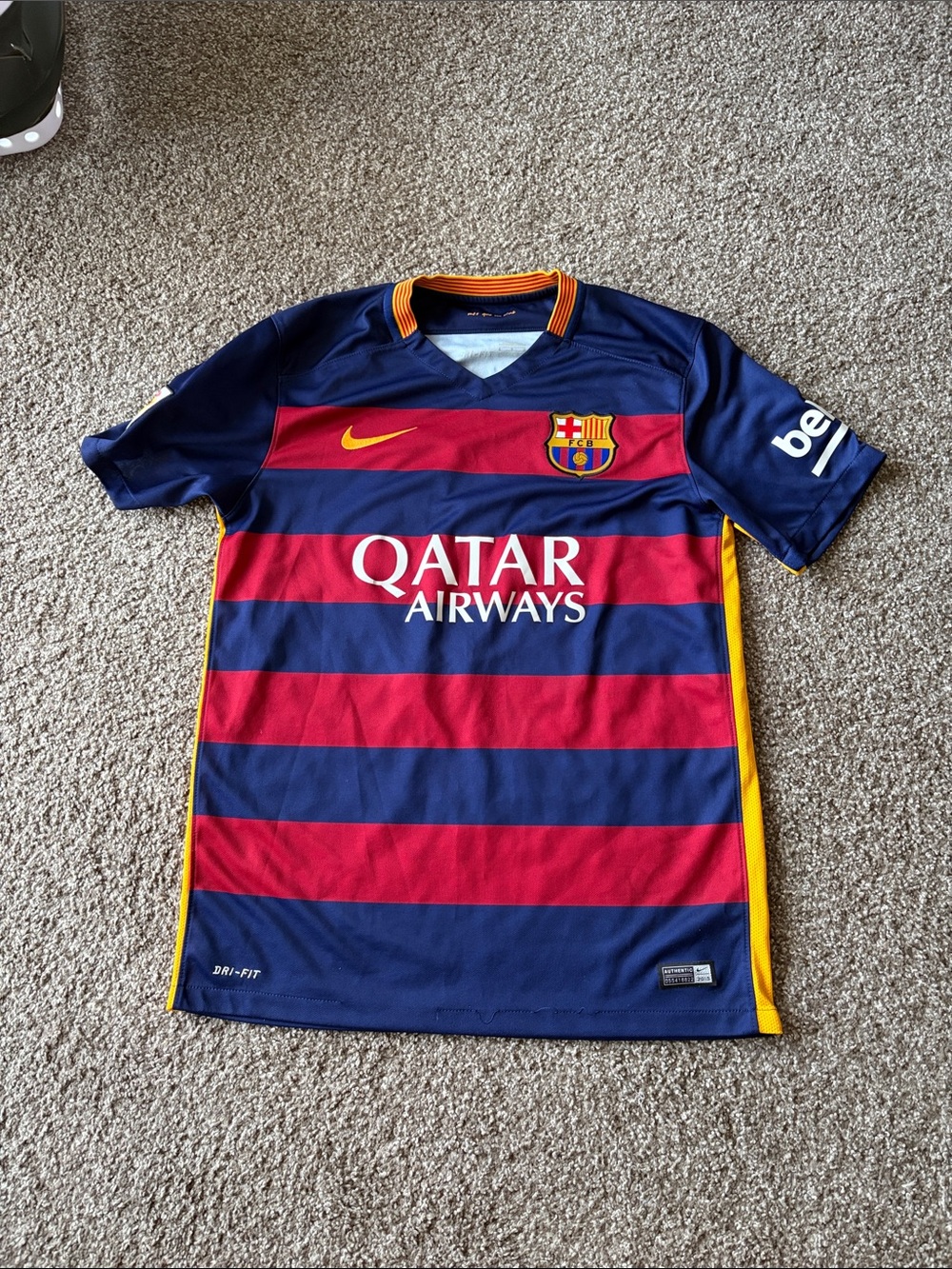 Messi #10 Nike FC Barcelona 2015-2016 Jersey - Navy & Red with Yellow Accents